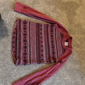 Polarn O. Pyret Red Patterned Crew Neck Sweater